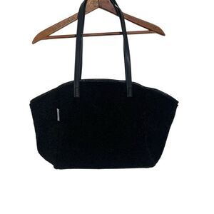 Neiman Marcus Black Shearling Sherpa Tote Bag